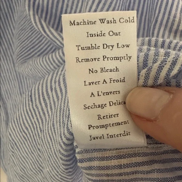 Frank & Eileen Mackenzie Linen Button-Down | Blue Stripe OS - Picture 8 of 8